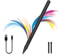 Stylus for Microsoft Surface Pro 9/8/X/7+/6/5/4/3/Surface 3, Surface Pen Go 3/2/1, Surface Laptop/Studio/Book 4/3/2/1 with Rubber Side Button, Palm Rejection, Tilt Function (Black)