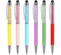 Stylus For Tablets 6 Pack 2 In 1 Capacitive Ballpoint Pen Black Ink And Universal Stylus Pens For Mobile Phone Ipad Smartphones Iphone Samsung Galaxy (6 Colours)