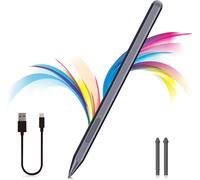 Stylus Pen For Microsoft Surface Pro 9/8/X/7+/6/5/4/3/Surface 3, Surface Pen Go 3/2/1, Surface Laptop/Studio/Book 4/3/2/1 With Rubber Side Button, Palm Rejection, Tilt Function (Grey)