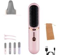 Styluse Hair Straightener, 2 in 1 Cordless Hair Straightener and Curler, Styluse Portable Hairs Straighteners Brush, Rechargeable Smooth, Frizz-Free (Pink)