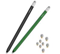 StylusHome Lot de 2 stylets pour écrans tactiles haute sensibilité 2 en 1 avec 8 embouts remplaçables supplémentaires pour iPad, iPhone, tablettes, Samsung, tous les écrans tactiles universels (noir