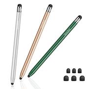 Stylushome Lot de 3 stylets capacitifs 2 en 1 pour écran tactile avec 6 embouts remplaçables pour iPad, iPhone, tablettes, Samsung Galaxy et tous les appareils tactiles universels