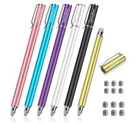 StylusHome Lot de 6 stylets capacitifs 2 en 1 pour écrans tactiles avec 12 embouts remplaçables pour iPad, iPhone, tablettes, Samsung Galaxy et tous les appareils à écran tactile universels