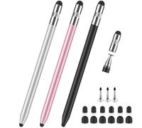 Styluslink Stylet universel 3 en 1 pour iPad, iPhone, Apple téléphone Android, Samsung, tablettes, Chromebook, ordinateur portable, iPad, stylet pour tous les écrans tactiles (rose/argenté/noir)
