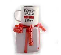 stylx design Mug papa inox émaillé Baignoire pour le dentier à pépé tasse cadeau fête des pères