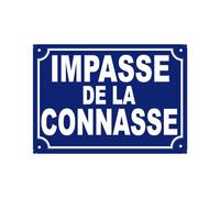 stylx design Plaque de rue humoristique en métal - « Impasse de la Connasse » - Déco murale vintage - Intérieur/extérieur - Idée cadeau drôle