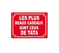 stylx design Plaque métal humoristique - « Les plus beaux cadeaux sont ceux de tata » - Déco murale intérieur/extérieur - Idée cadeau drôle