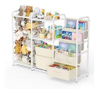 STYPLZ Bibliothèque 3 en 1 pour chambre d'enfant, avec boîte à jouets, étagère à livres et organisateur de jouets, 3 poches suspendues, tiroir pour maternelle, salle de jeux (blanc)