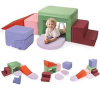 STYPLZ Blocs de mousse pour enfants, blocs d’escalade intérieurs, structures d’escalade pour enfants, énormes blocs pour se défouler et grimper, ((Ensemble de sept pièces (inclus siège pliant pour les