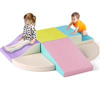 STYPLZ Blocs d'escalade d'intérieur en mousse pour enfants, échafaudages pour enfants, blocs de construction géants pour se défouler et grimper (Lot de 6 pièces - Éponge + housse en tissu - Macaron))