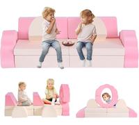 STYPLZ Canapé pour Enfant, Bloc de Mousse, canapé modulaire, lit Pliable Amusant, pour garçons et Filles, Intelligence du développement, canapé de Jeu (10 pièces - Beige rosé)