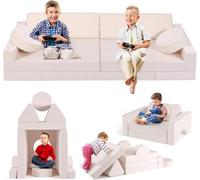 STYPLZ Canapé pour Enfant, Bloc de Mousse, canapé modulaire, lit Pliable Amusant, pour garçons et Filles, Intelligence du développement (14 pièces Beiges)