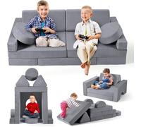STYPLZ Canapé pour Enfant, Bloc de Mousse, canapé modulaire, lit Pliable Amusant, pour garçons et Filles, Intelligence du développement (14 pièces Grises)