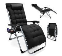 STYPLZ Chaise Longue Jardin Exterieur,Bain de Soleil Pliant,Chaise Longue de Jardin Extra Large, pour terrasse,Plage,Piscine, capacité de Charge maximale 200 kg (72 cm Noir)