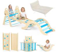 STYPLZ Ensemble triangle d'escalade d'intérieur Montessori - Kit d'escalade d'intérieur pour tout-petits avec cadre d'escalade triangulaire (3 coussins rembourrés en éponge - Bleu)