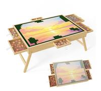 STYPLZ Table de Puzzle 1000 Pièces, avec Pieds Pliables, 6 Tiroirs et Couverture, Plateau Casse-Tête Portable en Bois, Accessoire pour Amateurs de Casse-Tête (1000 pièces)