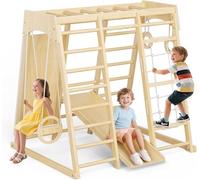 STYPLZ Triangle d'escalade d'intérieur Montessori - Kit d'escalade d'intérieur pour tout-petits avec cadre d'escalade triangulaire (grand cadre d'escalade, aspect bois naturel)