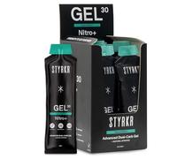 STYRKR GEL30 Nitro+ Energy Gels avec Nitrates - 30 g de glucides - Lot de 12 gels pour course et cyclisme avec 350 mg de nitrates - Pour athlètes d'endurance - Formule avancée à double glucides - Lot