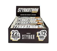 Styrkr thon Lot de 12 barres protéinées STYRKR - Lot de 12 à 23 g de protéines - Faible teneur en sucre seulement 1,6 g - Saveur beurre d'arachide et chocolat - Végétalien et sans gluten - Approuvées