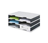 Styrodoc 268020398 Trieur Du Bureau Duo 6 Compartiments X 33,1 X 22,3 Cm (Gris/Noir) (Import Allemagne)