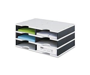 Styrodoc 268020398 Trieur Du Bureau Duo 6 Compartiments X 33,1 X 22,3 Cm (Gris/Noir) (Import Allemagne)