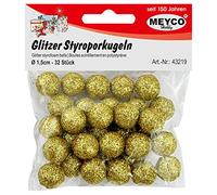 Styroporkugel Lot de 32 Boules en polystyrène pailletées de 1,5 cm Doré N° 43219 Sac de som, Décoration Noel