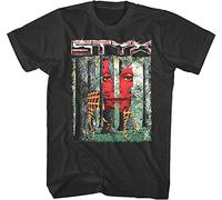 Styx Grand Illusion Album Cover Men's T Shirt Rock Band Art Concert Tour Merch Black T-Shirts à Manches Courtes(X-Large)