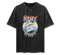 Styx USA American Tour 1977 Ship Men's T-Shirt Unisex Black Cotton Hip Hop Print Tee Shirts 3XL