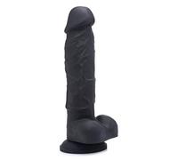 SU Silicone Dildo w/Balls - Black