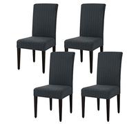 SU SUBRTEX Lot de 4 Housses de Chaise de Salle à Manger Extensibles Amovibles et lavables en Tissu Jacquard pour cérémonie de Mariage (Gris)