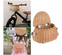 su-xuri Panier À Vélo pour Draisienne Enfant, MoSac À Dos en Paille en Osier, Rangement pour Vélos en Rotin pour Camping, Photographie, Pose, Voyages