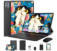 SUAAT 2026 Tablette 10 Pouces Android Octa Core avec 64Go ROM +2To TF | 5G + 2.4G WiFi | FHD | GMS | Bluetooth 5.0 | 8MP + 5MP | Type C, Tablette Tactile avec étui, Clavier et Souris -Noir