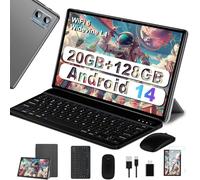 SUAAT Nouvelle 2025 Tablette 10 Pulgadas Android 14, 20GB RAM+128GB ROM/1TB TF, 8-Core, Widevine L1/WiFi 6/Bluetooth 5.0/6000mAh/GMS Certified/8MP+5MP/Tablet PC Con Funda, Teclado y Ratón, Gris