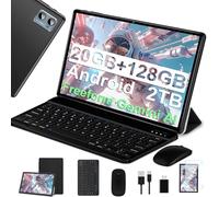 SUAAT Tablette 10 Pouces Android Octa Core avec 20Go RAM + 128Go ROM (2To TF) | 5G + 2.4G WiFi | FHD | GMS | Bluetooth 5.0 | 8MP + 5MP | Type C, Tablette Tactile avec étui, Clavier et Souris -Noir