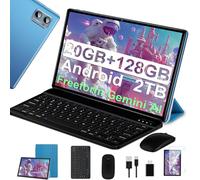 SUAAT Tablette 10 Pouces Android Octa Core avec 20Go RAM + 128Go ROM (2To TF) | 5G + 2.4G WiFi | FHD | GMS | Bluetooth 5.0 | 8MP + 5MP | Type C, Tablette Tactile avec étui, Clavier et Souris -Blu