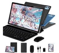 SUAAT Tablette 2025 Newest Tablet 10 Pulgadas Android 14, 20GB RAM+128GB ROM/1TB TF, 8-Core, Widevine L1/WiFi 6/Bluetooth 5.0/6000mAh/GMS Certified/8MP+5MP/Tablet PC Con Funda, Teclado y Ratón, Negro
