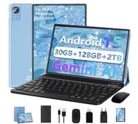SUAAT Tablette Android 15 Gemini AI,Octo-Core avec Clavier et Souris -Bleu | 30Go RAM+128Go ROM + TF 2To 10 Pouces,8000mAh,GPS,Corps intégré en métal, 5MP+8MP, WiFi 5G& BT 5.0, Widevine L1
