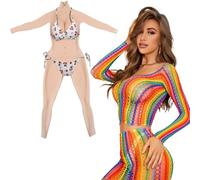 SUAFAXNG Silicone Bodysuit Whole Body Silicone Body Suit C-G Cup Fake Breasts for Crossdressers Transgender Drag Queen