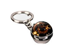 Suammiitstrieadea 12 Porte-clés Constellation Modernes Mode Simple Ciel Étoilé Lumineux Anneau n Métal Pierre du Temps Planète Pendentif Double Face Lion