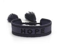 Suammiitstrieadea Bracelets réglables en corde avec pompons tissés pour une déclaration de mode chic et manuelle en polyester tissé à la main Kaki Happy, Dark Blue - hose, Polyester, comme description