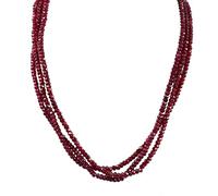 Suammiitstrieadea Collier plastron 3 brins de perles à facettes rubis naturel 3 x 4 mm, 17.5-19 inch, Polyester, comme description