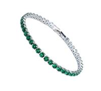 Suammiitstrieadea Excellent bracelet rivière en oxyde de zirconium pour homme et femme avec chaîne en cuivre glacé - Bracelet de mariage exquis fait à la main - Vert platine - 19 cm
