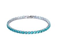 Suammiitstrieadea Excellent bracelet rivière en oxyde de zirconium pour homme et femme - Chaîne en cuivre glacé - Bracelet de mariage exquis fait à la main - Bleu platine - 19 cm