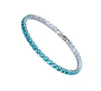 Suammiitstrieadea Excellent bracelet rivière en oxyde de zirconium pour homme et femme - Chaîne en cuivre glacé - Bracelet de mariage exquis fait à la main - Bleu platine - 17 cm