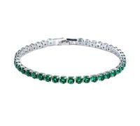 Suammiitstrieadea Excellent bracelet rivière en oxyde de zirconium pour homme et femme - Chaîne en cuivre glacé - Bracelet de mariage exquis fait à la main - Vert platine - 17 cm