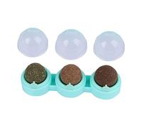 Suammiitstrieadea Lot de 3 balles d'herbe à chat interactives et légères pour chaton - Jouet pour chat mural - Base bleue - 3 en 1