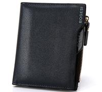 Suammiitstrieadea Portefeuille vertical pour homme avec fentes pour cartes d'identité et cartes d'identité - Style à deux volets - Fermeture éclair - Noir, bleu, Fidèle à la description, comme