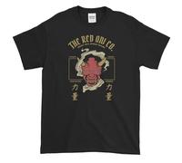 SUAN MEI ROU The Red Oni Japanese Demon Samurai Tattoo Goth Biker Mystic T-Shirt for Men Shirt Black XL
