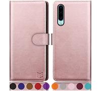 SUANPOT Coque Huawei P30 Serrure RFID Portefeuille Slot Cartes Support Téléphone Magnétique Étui Cuir Synthétique