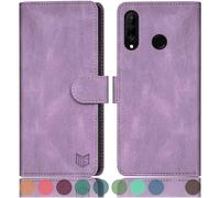SUANPOT Coque pour Huawei P30 Lite [RFID Blocage] [Magnétique Protection] Etui Portefeuille Premium en Cuir PU avec Fentes pour Cartes - Lilas Violet